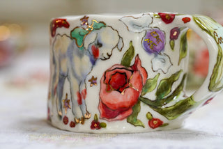 Lavender Lamb, Peach Bunny 12 oz Mug