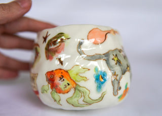 "Grey Kitty & Gummy Bears" 11 oz Mug