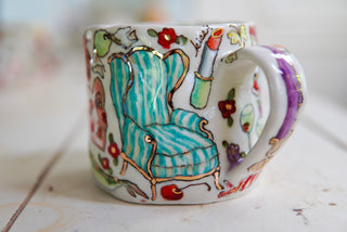 "Blue Striped Chair" 15 oz Mug