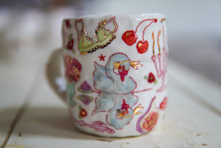 Kitty on Chair & Swan 16 oz Mug