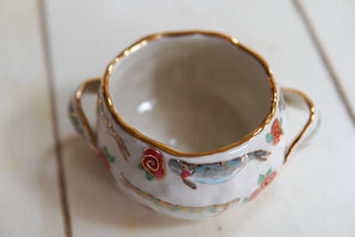 "Fish & Rosettes" Bowl with Handles