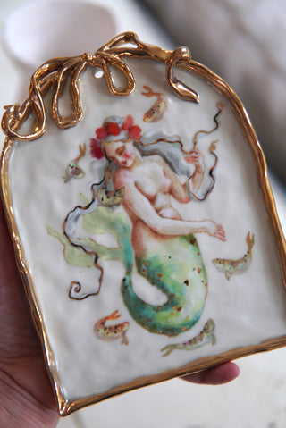"Siren with Rose Crown" Porcelain Painting