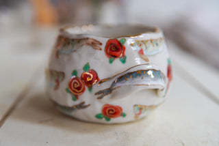 "Fish & Rosettes" Bowl with Handles