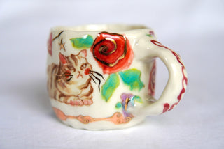 "Kitty & Gummy Cherries" 7 oz Teacup