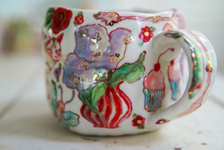 SECONDS: "Kitty & Two Turquoise Butterflies" 16 oz Mug
