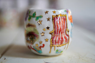 “Pink Siren, Striped Chair” 9 oz Mug