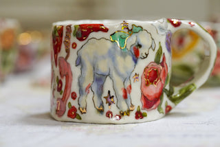 Lavender Lamb, Peach Bunny 12 oz Mug