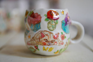 “Kitty and Two Butterflies” 14 oz Mug