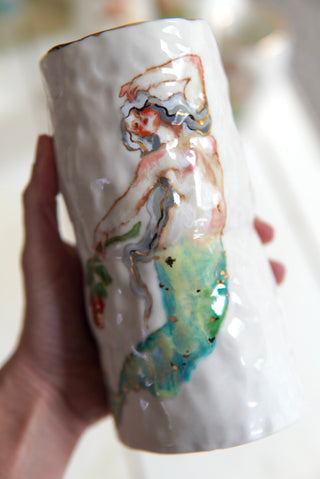 "Siren with Long Stem Rose" 7" Vessel