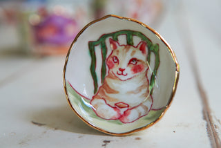 "Kitty with Tea" Treasure Dish 3"