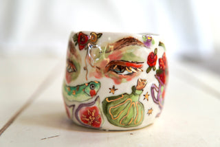 “Kitty & Blue Bird” 8 oz Vessel