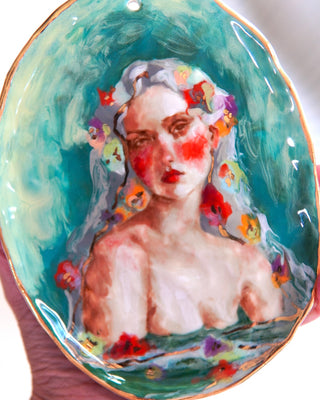 “Siren with Silver Hair” Large Porcelain Wall Painting