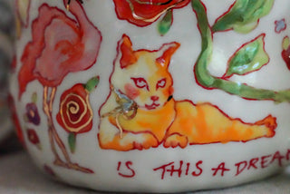 Orange Kitty & Pink Flamingo 17 oz Mug
