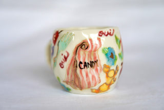 "Candy & White Kitty" 7 oz Teacup