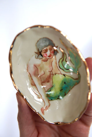 "Siren & Two Stars" 3.8 in Trinket Dish