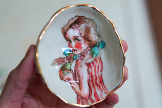 "Girl with Toad" Treasure Dish 3"