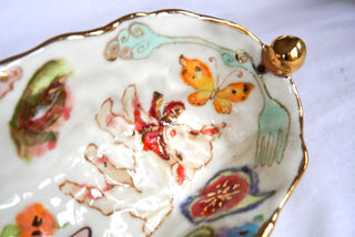 "Striped Kitty & Lamb" 10 in Candy Dish