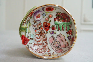 Kitty & Two Lipsticks Treasure Dish 4"