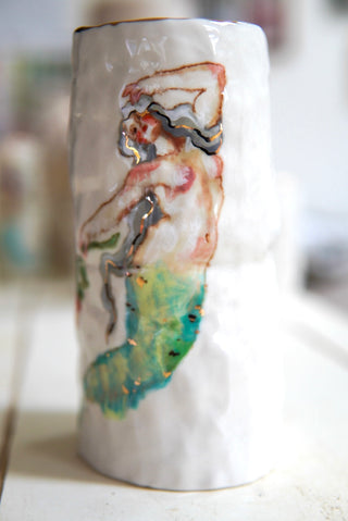 "Siren with Long Stem Rose" 7" Vessel