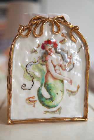 "Siren with Rose Crown" Porcelain Painting