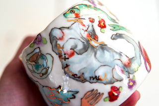 “Kitty & Blue Bird” 8 oz Vessel