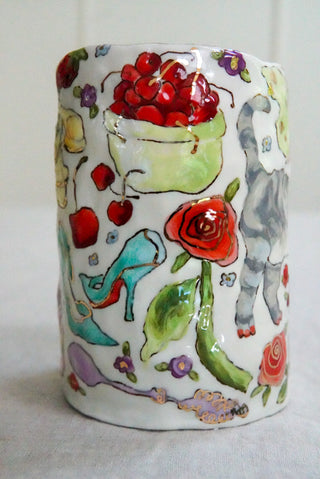 Grey Kitty & Blue Couch Vase 1 5.3"
