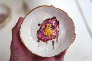 “Tabby on Purple Chair” Small Trinket Dish
