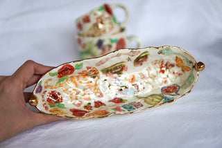 "Striped Kitty & Lamb" 10 in Candy Dish