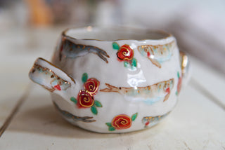 "Fish & Rosettes" Bowl with Handles