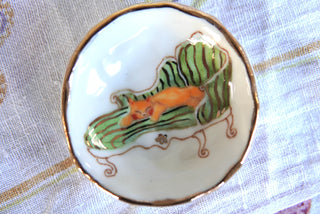 “Tabby on Chaise Lounge” Small Trinket Dish