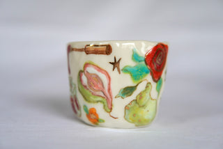 "Orange Kitty & Pear" 7 oz Teacup