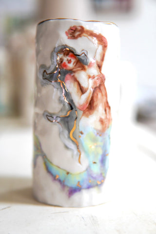 "Siren with Hand on Heart" 5.7" Vessel