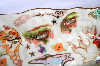 "Striped Kitty & Lamb" 10 in Candy Dish