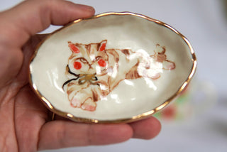"Striped Kitty" 3.8 in Trinket Dish