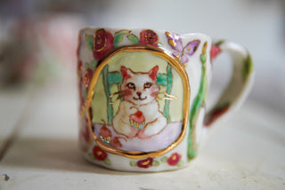 Kitty with Cupcake Portrait 9 oz Mug