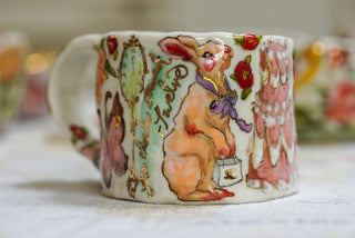 Lavender Lamb, Peach Bunny 12 oz Mug