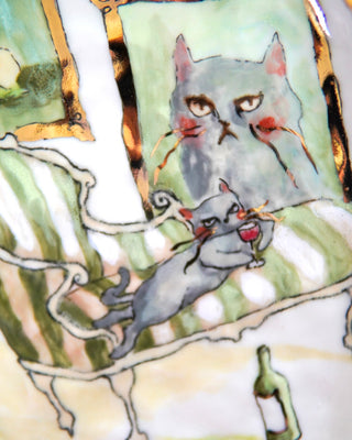 “Reginald with Merlot” Large Porcelain Painting