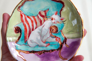 “Sleeping, Sitting Kitty” 4.5"Treasure Dish