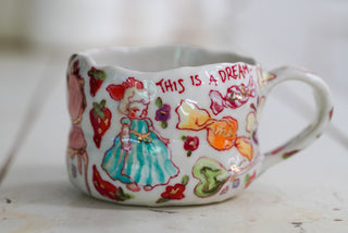 Girl in Striped Dress Mug 8 oz