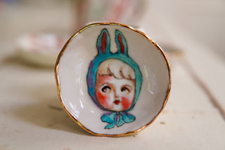 "Blue Bunny Bonnet" Treasure Dish 2.75"