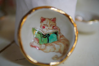 “Kitty and Her Book” Ring Dish