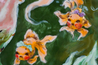 "Siren with Two Goldfish" Porcelain Wall Painting 8.1" x 6"