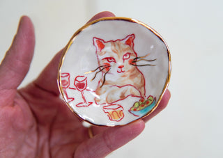 “Kitty with Whiskey” 2.5" Treasure Dish