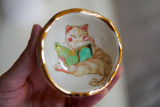 “Kitty and Her Book” Ring Dish