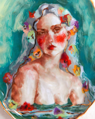 “Siren with Silver Hair” Large Porcelain Wall Painting