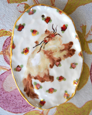 “Sleeping Kitty” Porcelain Wall Hanging