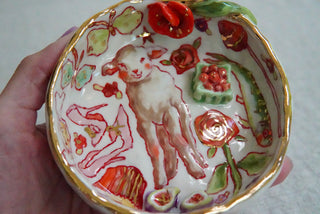 Lamb & Rose Treasure Dish 4"