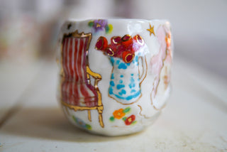“Pink Siren, Striped Chair” 9 oz Mug