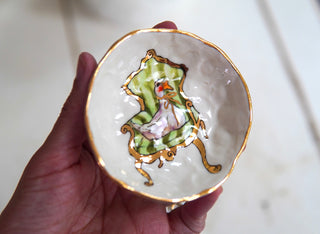 “Goose on Green Chair” Small Trinket Dish