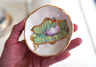 “Goose on Green Couch” Small Trinket Dish